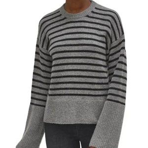 NWT Equipment Chantine Sweater 2XS Gray Black Cashmere Wool Oversized Stripe